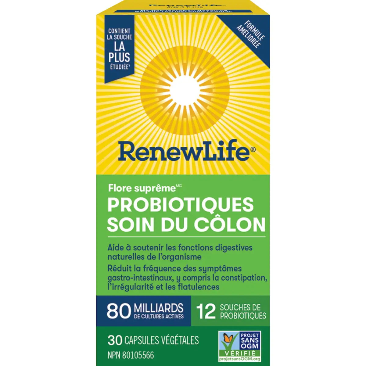 Supplément de probiotiques Flore suprêmeMC Soin du côlon, 80 milliards de cultures actives