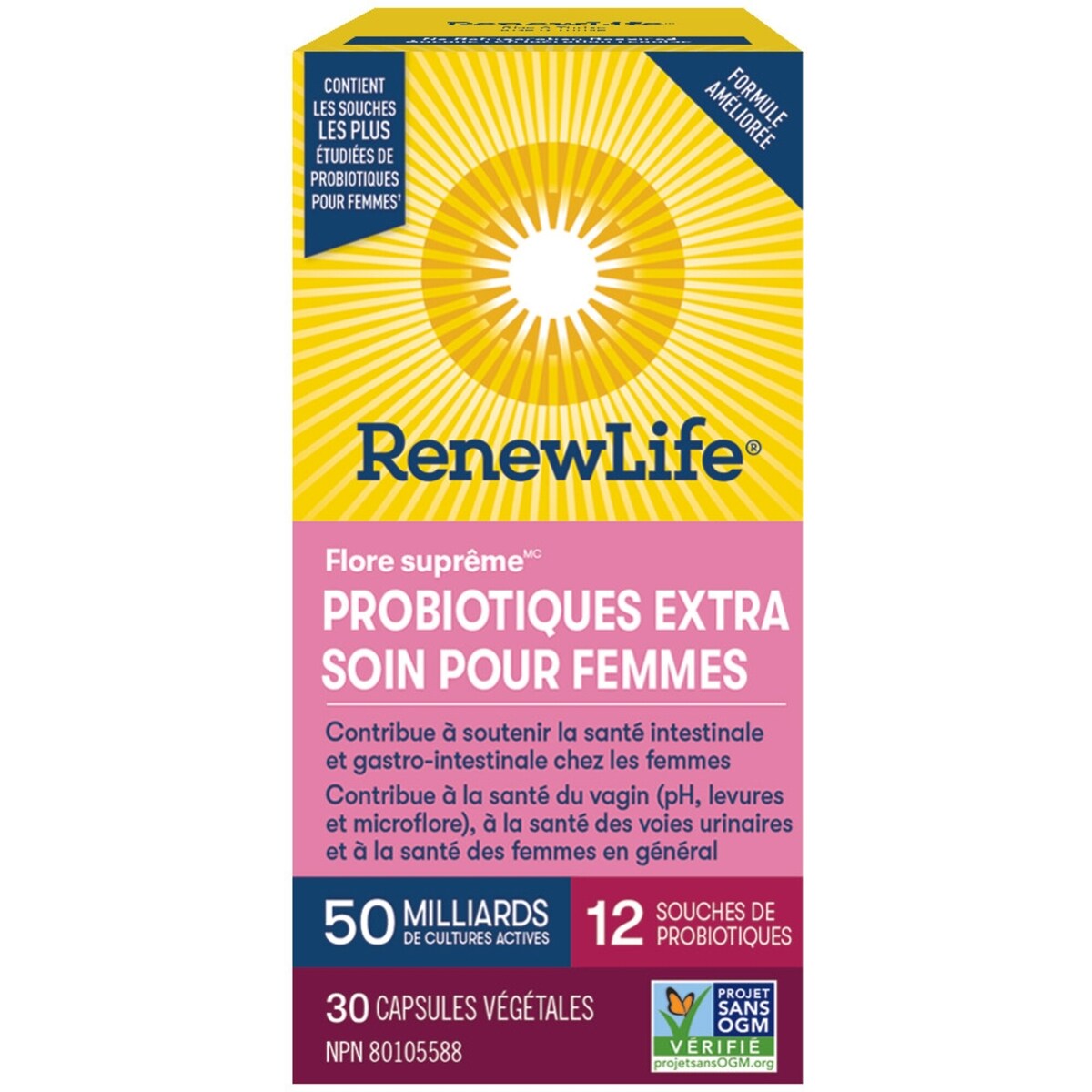 Flore suprême (MC) Probiotiques Exta Soin Pour Femmes, 50 Milliards de cultures actives, 30 CAPSULES VÉGÉTALES