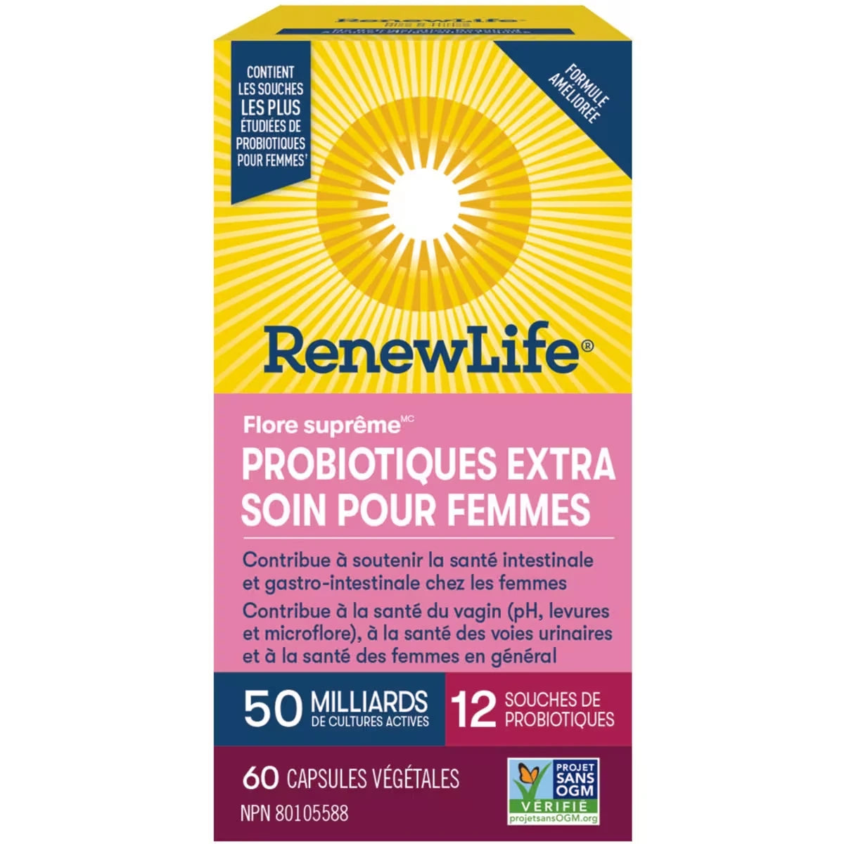 Flore suprême (MC) Probiotiques Exta Soin Pour Femmes, 50 Milliards de cultures actives, 60 CAPSULES VÉGÉTALES
