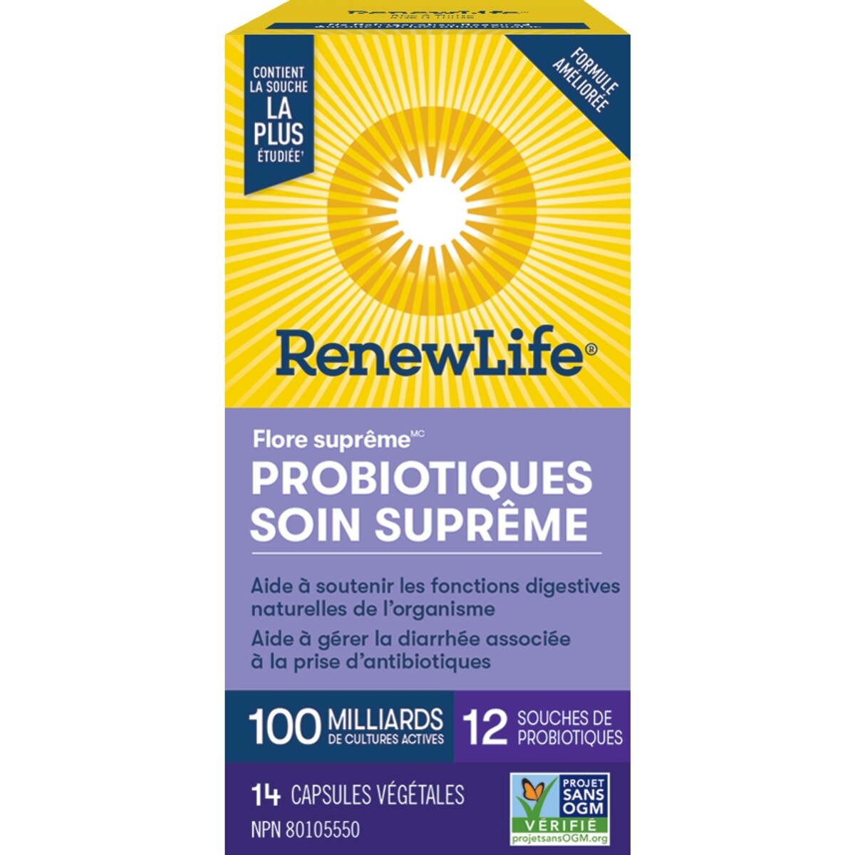 Supplément de probiotiques Flore suprêmeMC Soin suprême, 100 milliards de cultures actives