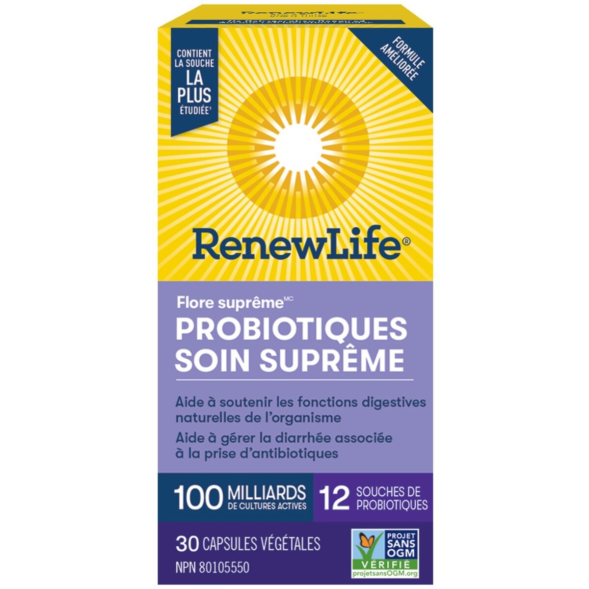 Flore suprême (MC) Probiotiques Soin suprême , 100 Milliards de cultures actives, 30 CAPSULES VÉGÉTALES