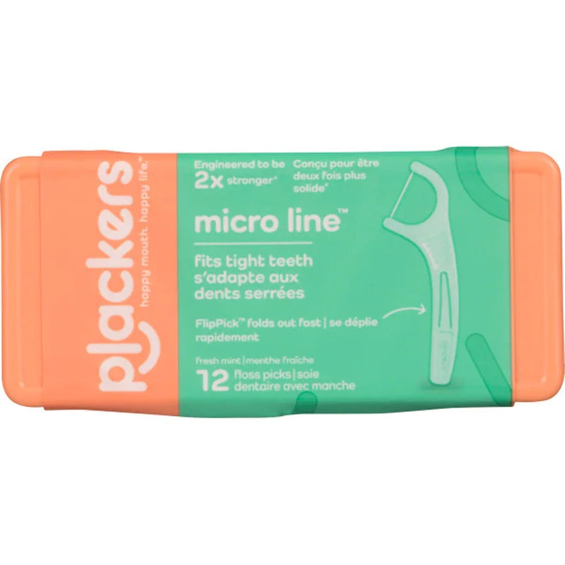 Micro Line Lot de 12 médiators pliables pour fil dentaire, Tuffloss, rangement facile avec fermeture éclair sûre, saveur menthe fraîche