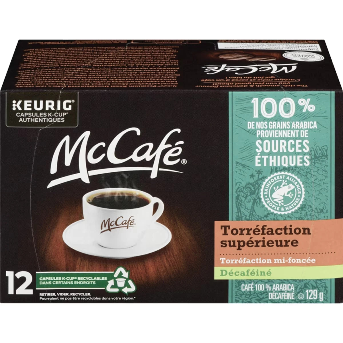 Capsules K-Cup de café de qualité supérieure, torréfaction mi-foncée, déca, 12 unités