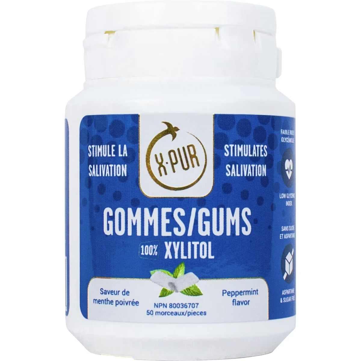 X-PUR Gommes 100 % saveur de menthe