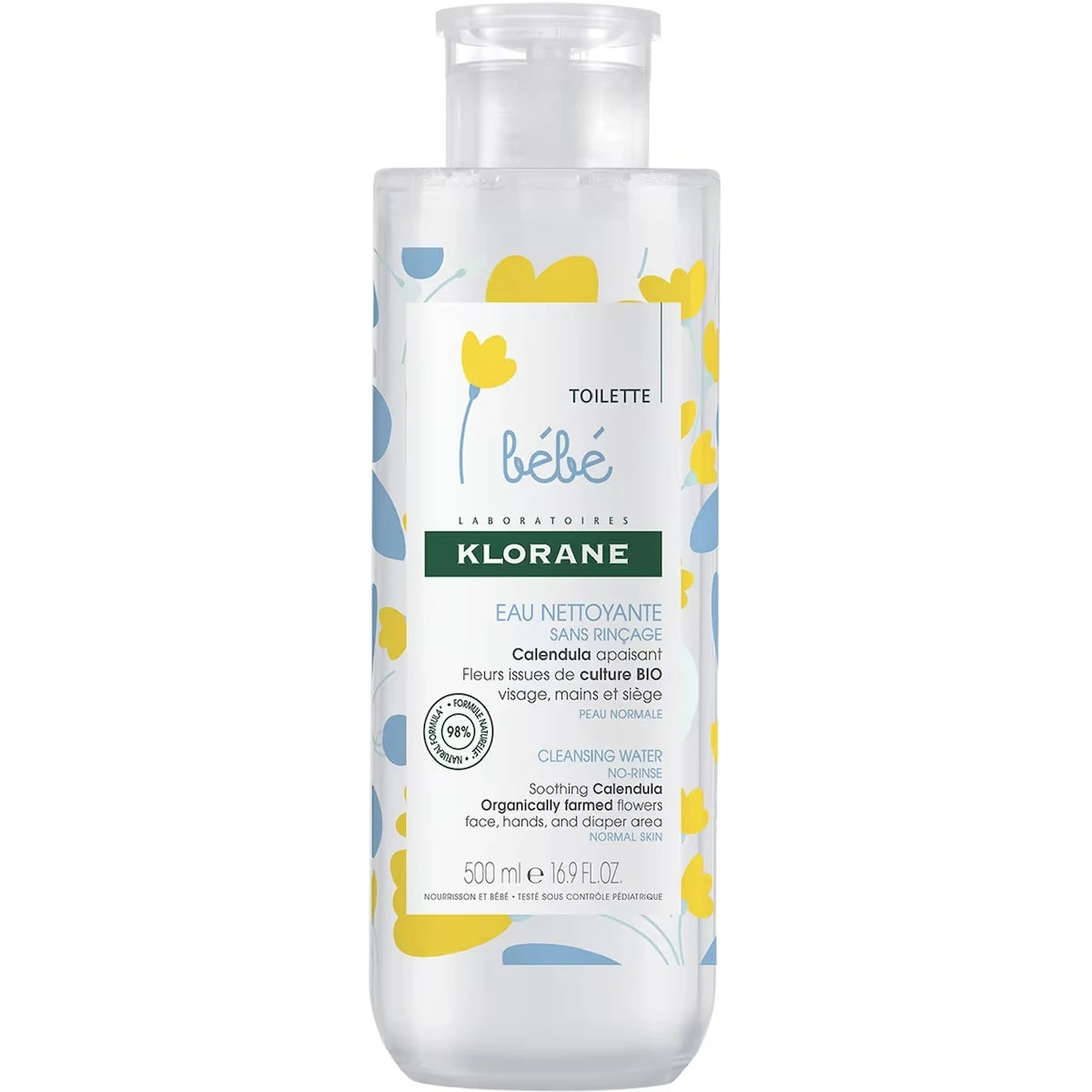 Eau nettoyante sans rinçage - Visage, mains et siège - Bébé