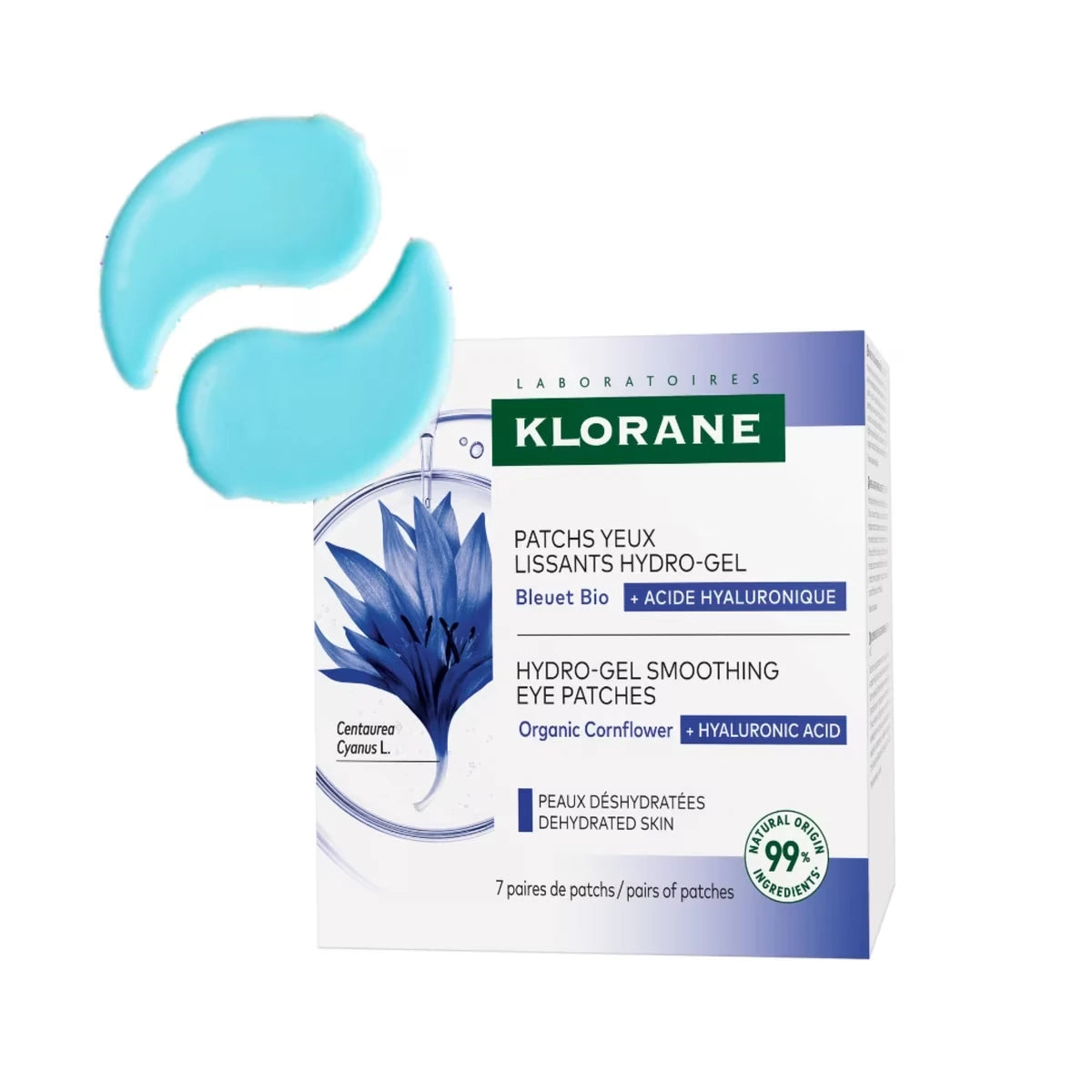 Hydro-gel smoothing eye patches with ORGANIC Cornflower
