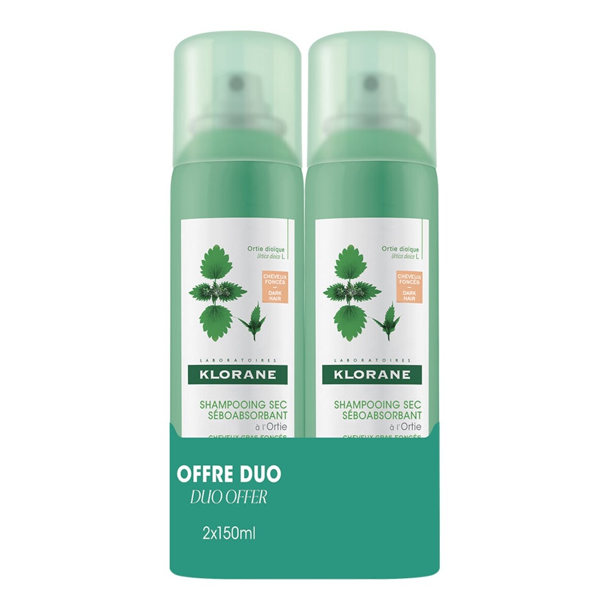 Shampoing sec teinté purifiant pour cheveux gras à l’Ortie & Vitamine E - DUO