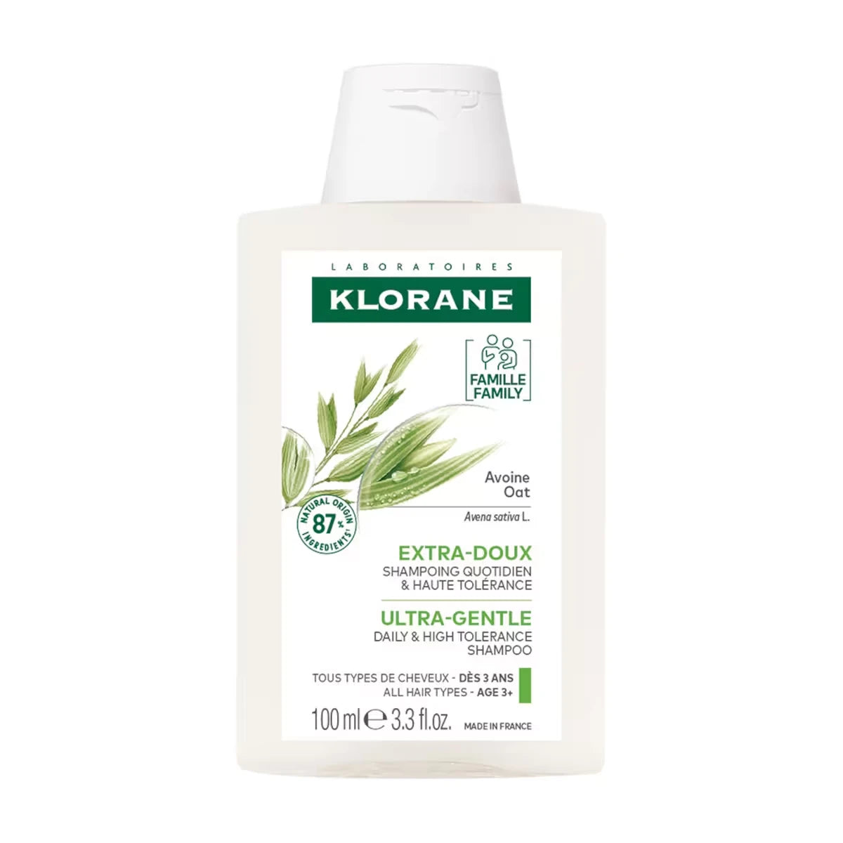 Shampooing Extra-doux à l'Avoine BIO - Toute la famille - Tous types de cheveux - 100 ml