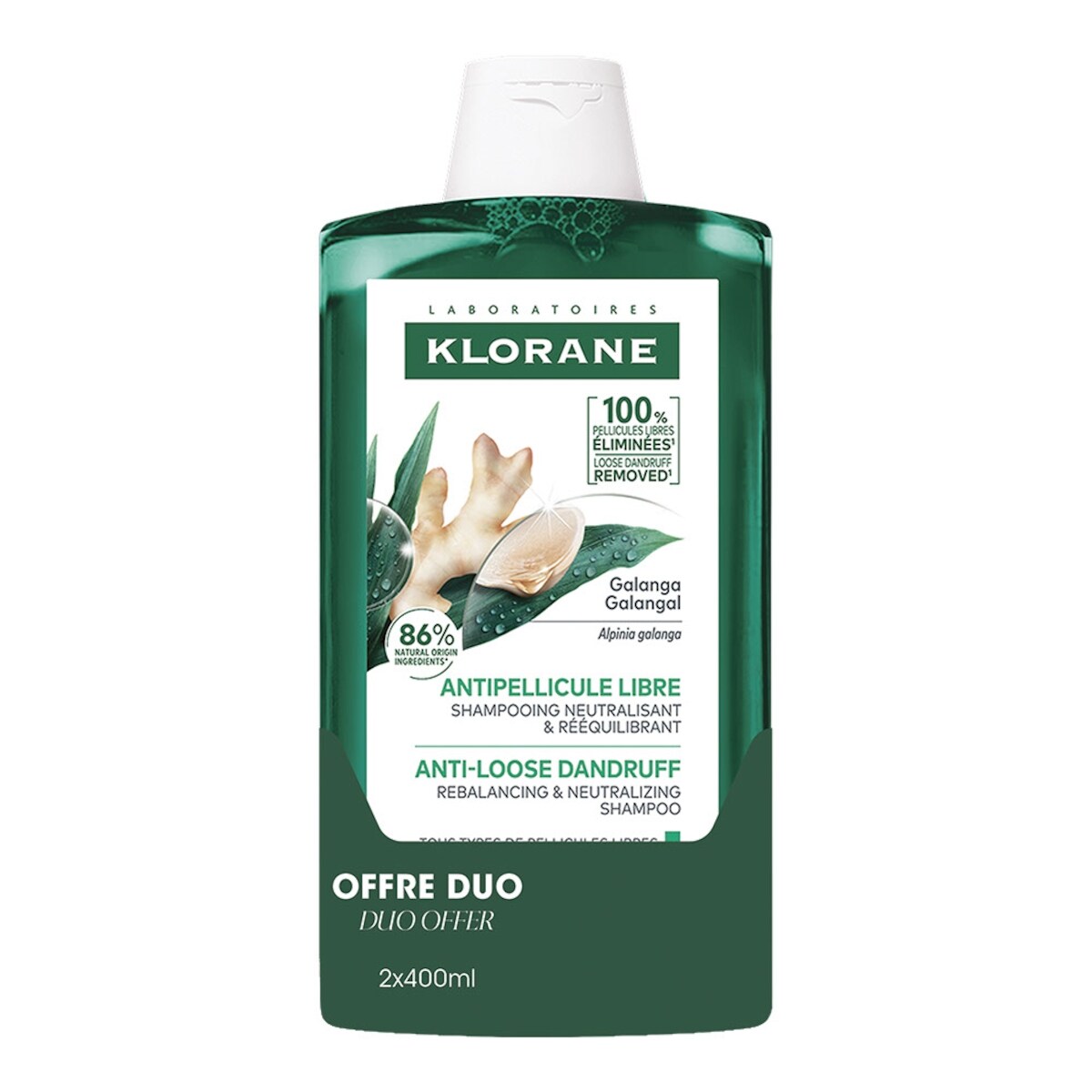 DUO Shampooing Neutralisant et Rééquilibrant au Galanga - Anti-pellicules libres