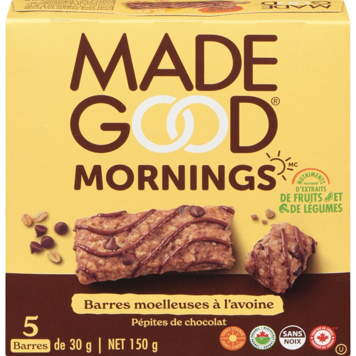 Barres moelleauses � l'avoine P�pites de chocolat Bo�te de 5 barres
