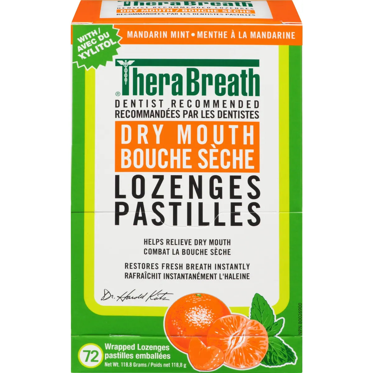 Bouche Sèche Pastilles Menthe à la Mandarine 72 Pastilles Emballées