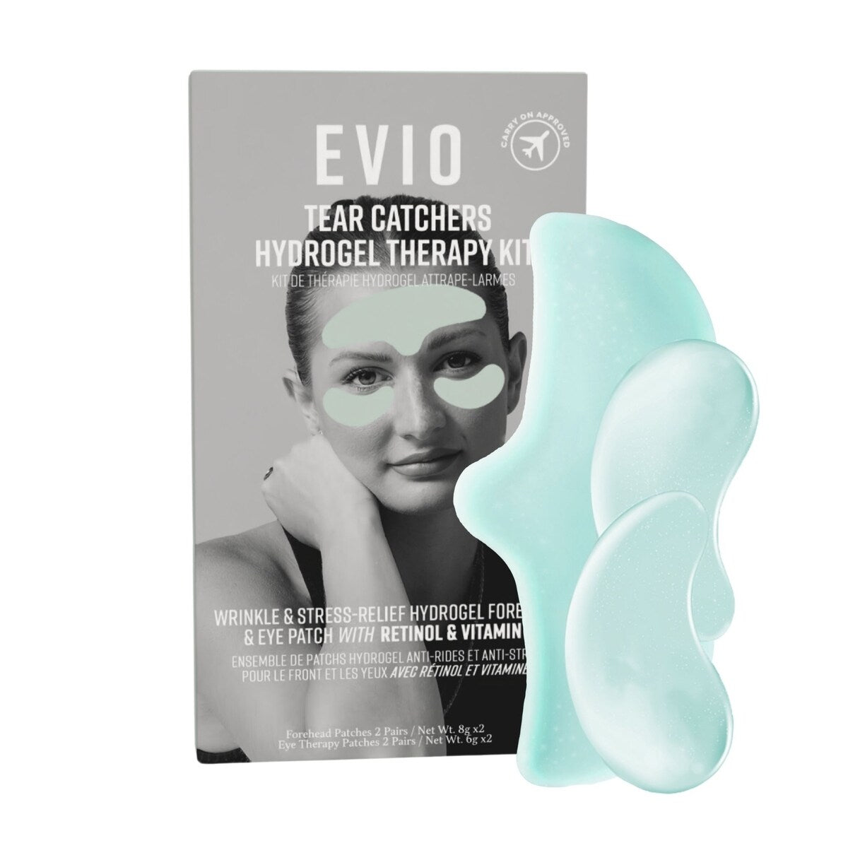 Kit Thérapeutique Hydrogel Attrape-Larmes Anti-Rides & Anti-Stress Front et Yeux avec Rétinol et Vitamine C (x2 ensembles)