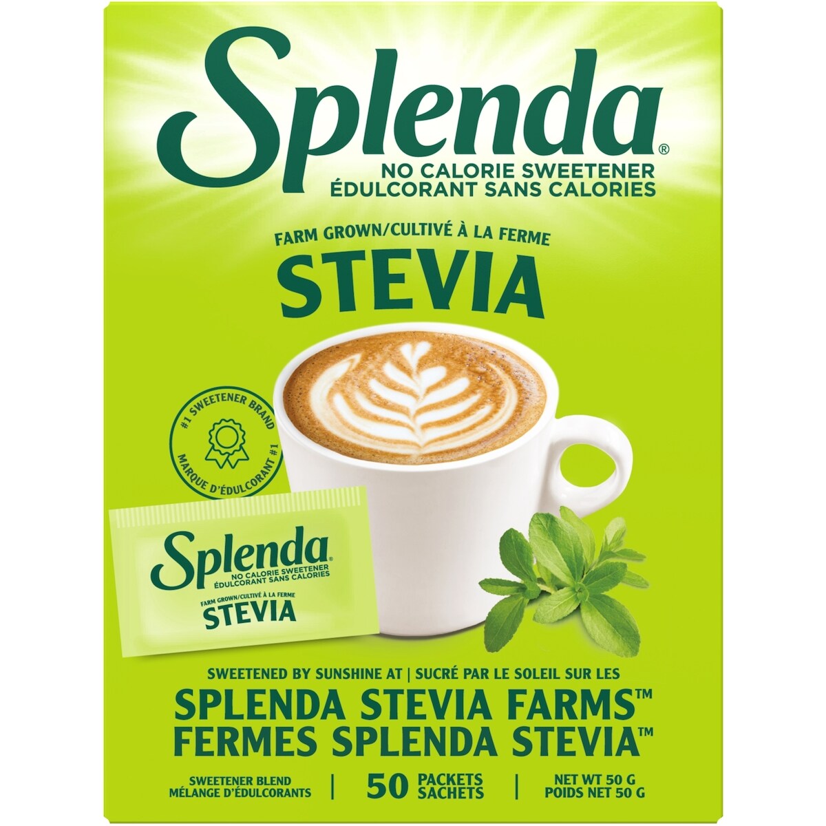 Sachets d'édulcorants Stevia - 50 ct