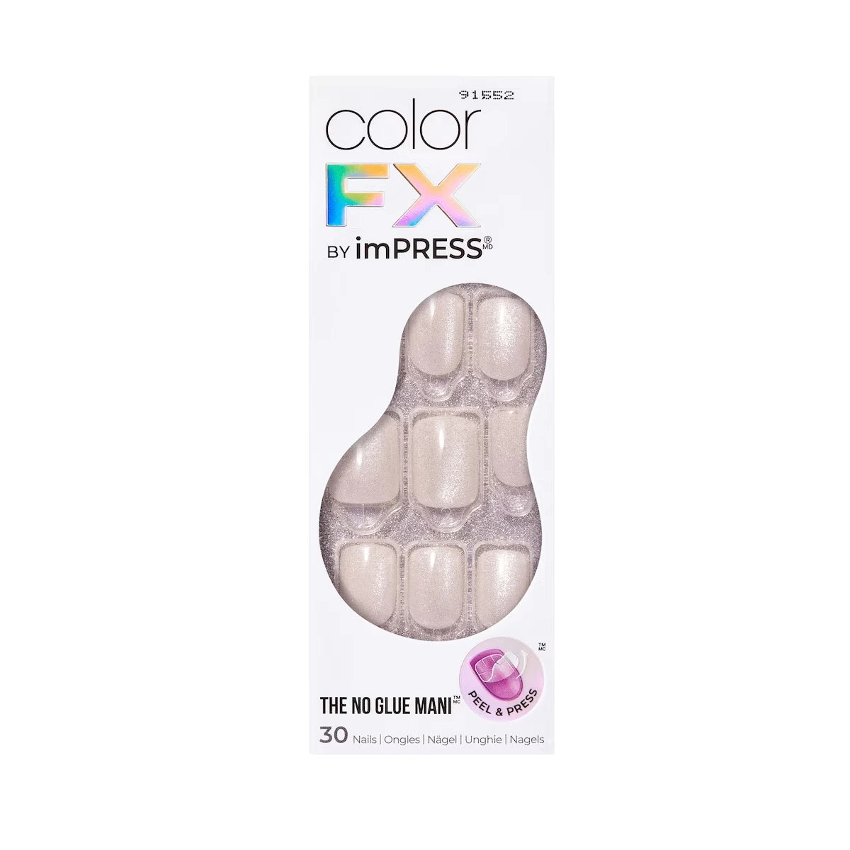 Impress Color Fx Nails - Rebel, Short Square, 30 Count.