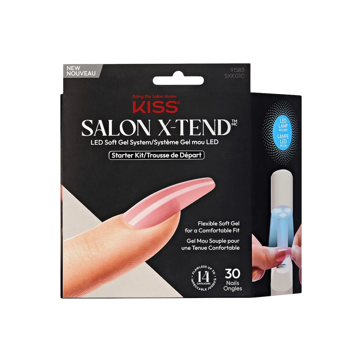 Salon X-Tend  Press-On Nails, Medium Length, Coffin Shape, 30 Count