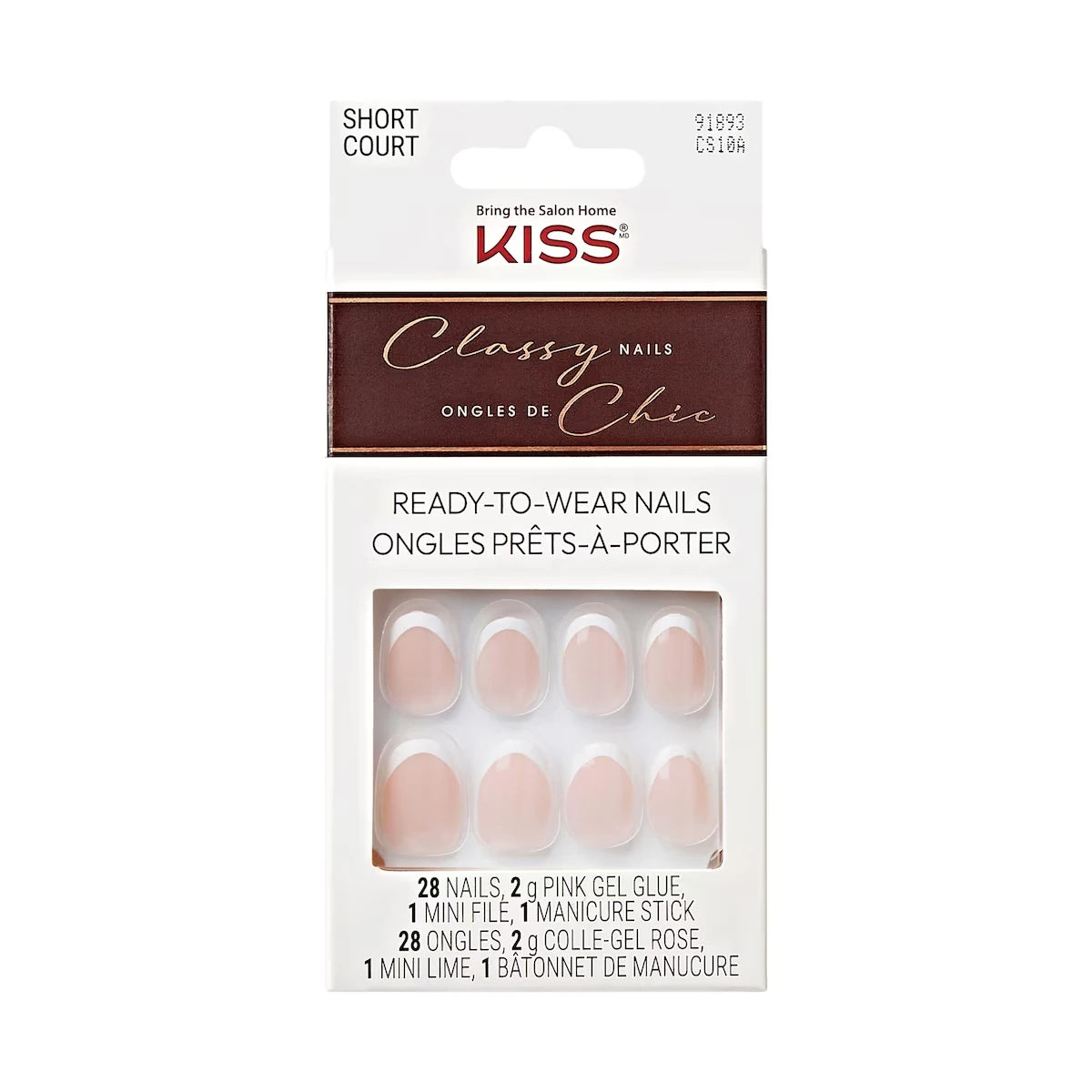 Classy, Fake Nails, Exclusive Only, Light White, Oval, Short, 28 Count