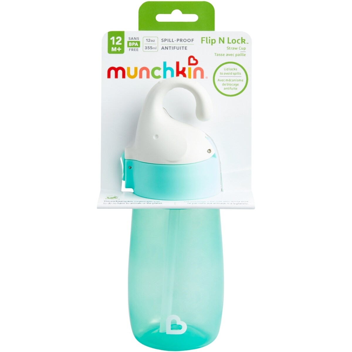 Flip N Lock™ tasse avec paille - éléphant (menthe)