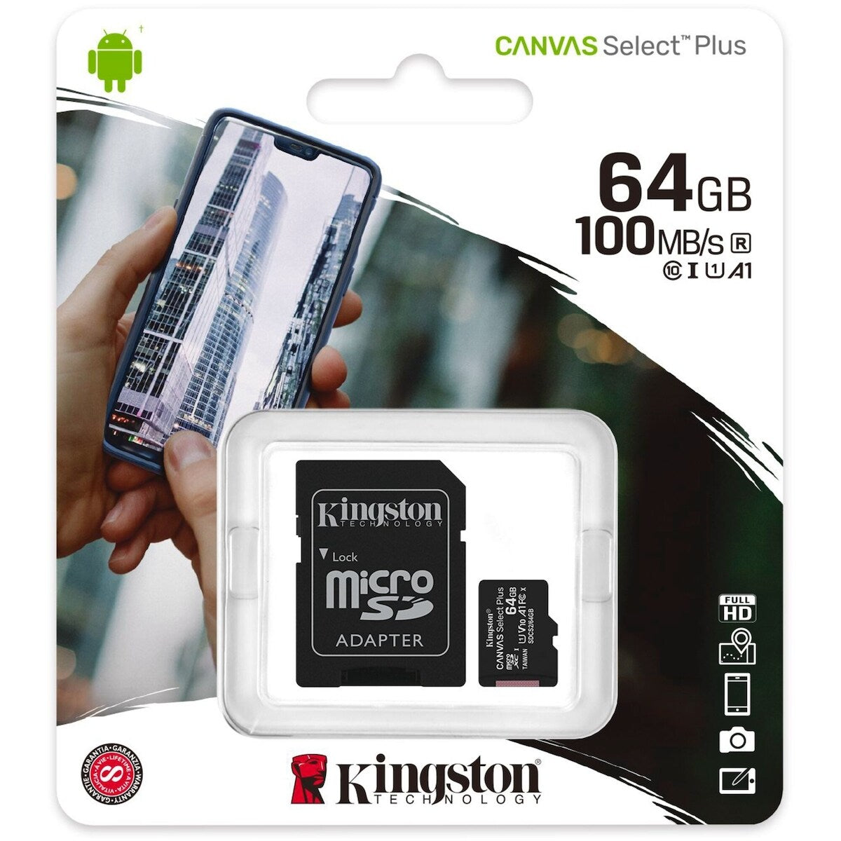 Carte Mémoire Micro SDHC 64GO Canvas Select Plus avec Adaptateur