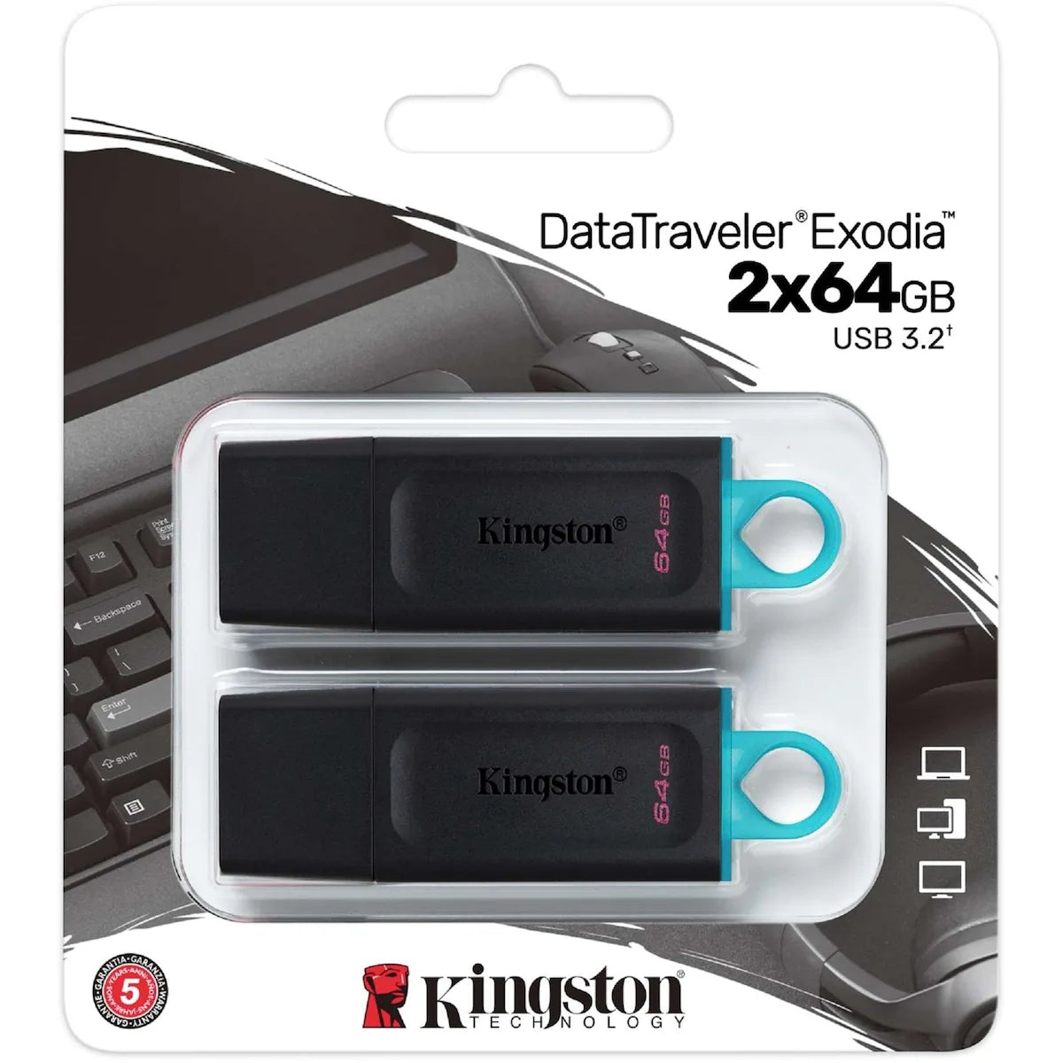 DataTraveler Exodia 64GO USB - Paquet de 2