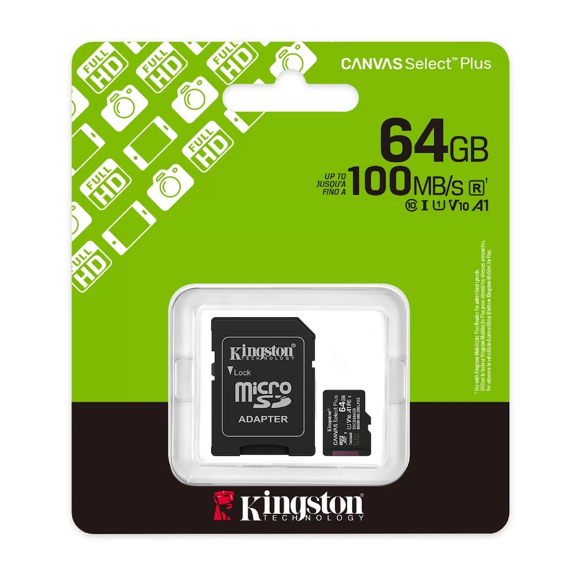 64Go Carte Micro SD Canvas Select Plus  Avec Adaptateur