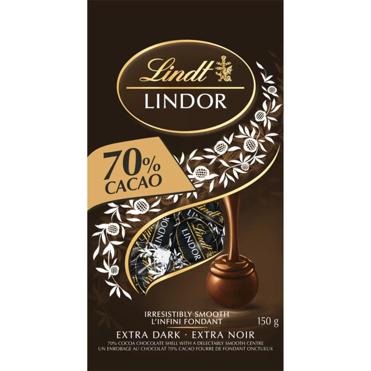 Truffes LINDOR au chocolat noir à 70 % de cacao de – Sachet (150 g)