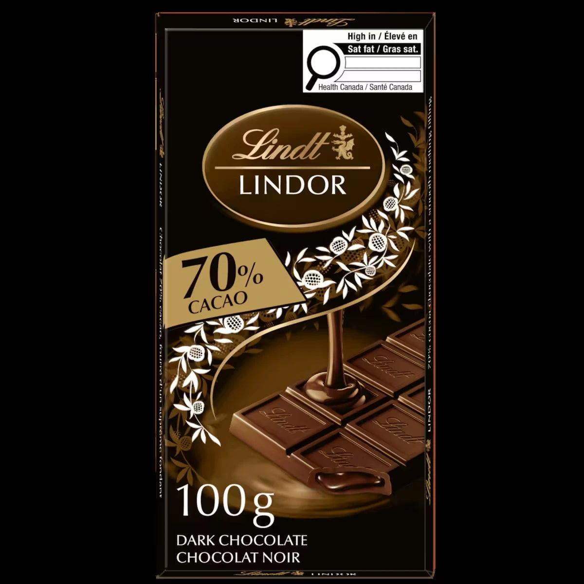 Chocolat noir LINDOR 70 % de CACAO de – Barre (100 g)