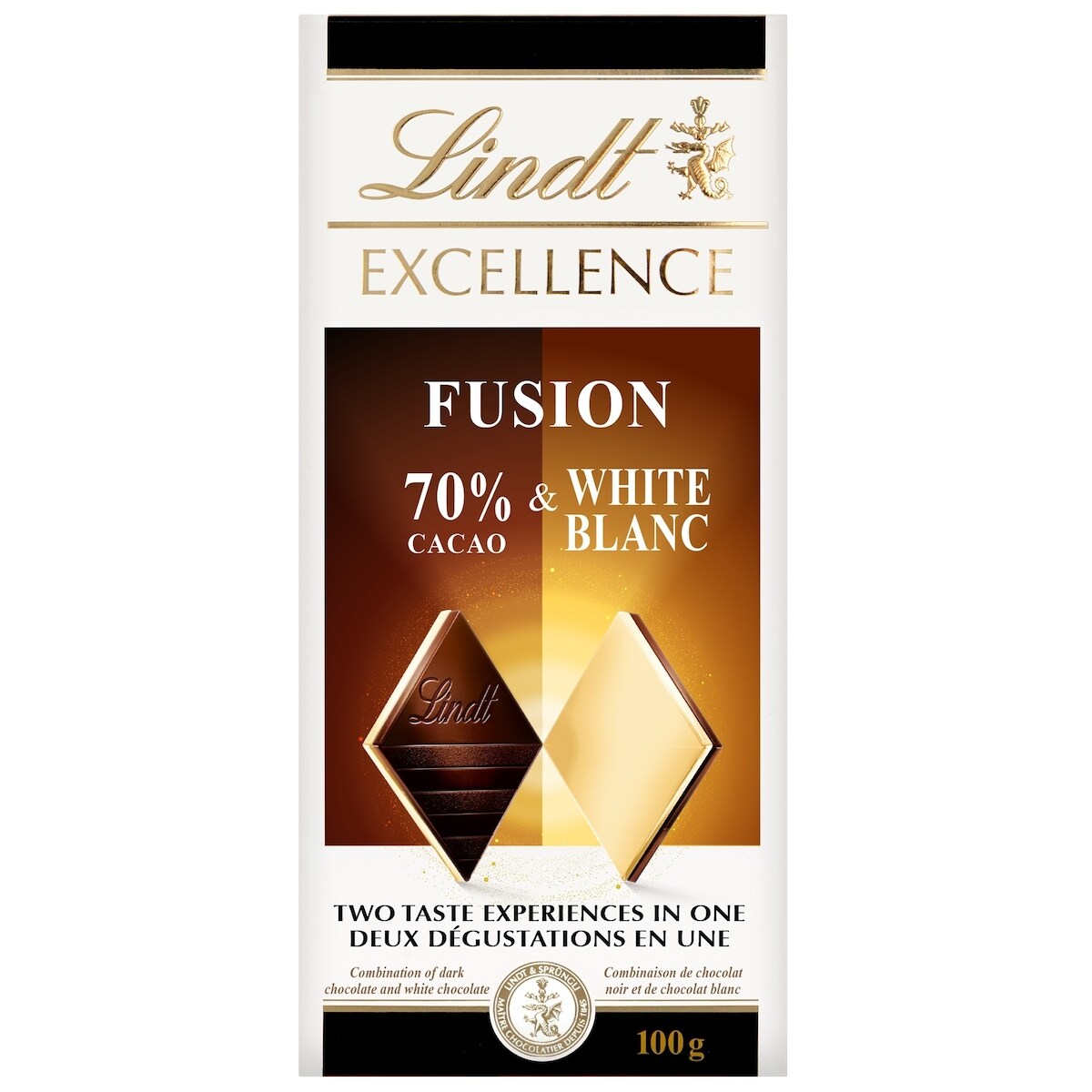 Barre de chocolat noir et blanc à 70 % de cacao EXCELLENCE Fusion