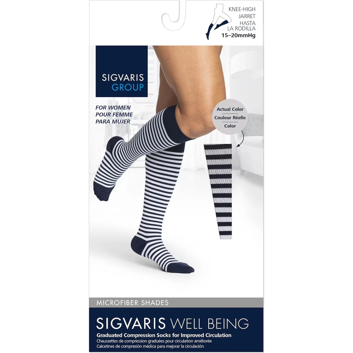 Microfibre à motifs, bas de compression, homme, rayures onyx - Grandeur C