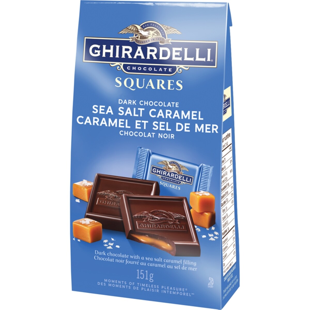 Carrés de chocolat noir au caramel et à la fleur de sel