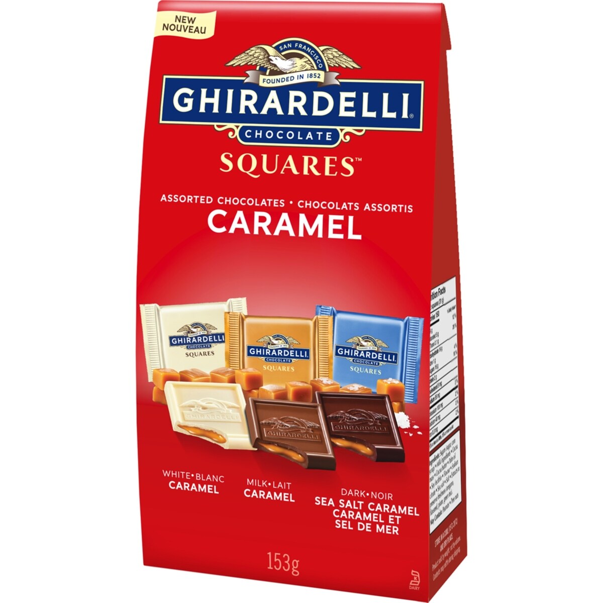 Sachet de carrés de chocolat et de caramel assortis