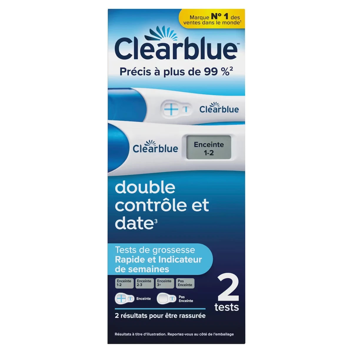 Ensemble Test de grossesse avec double vérification et date, 2 articles