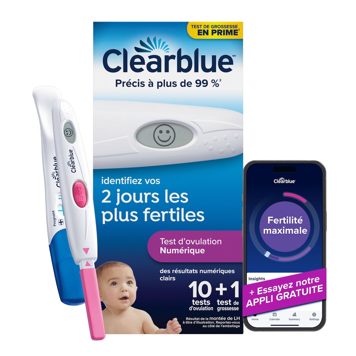 Kit de prévision de l’ovulation Digital, avec test d’ovulation à résultats numériques, 10 tests d’ovulation Digital