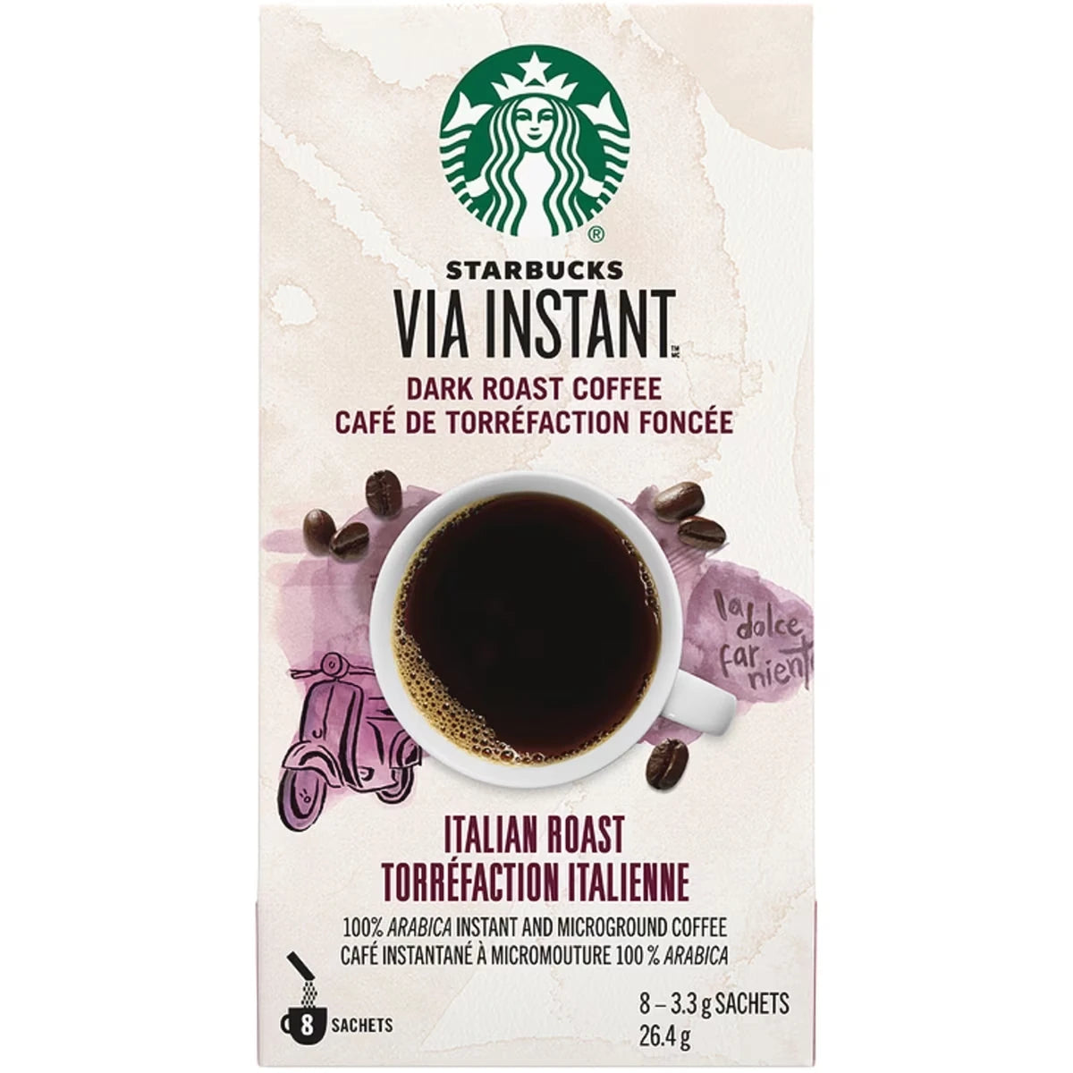 Via Instant Torréfaction Italienne, Café De Torréfaction Foncée, Café Instantané À Micromouture 100% Arabica