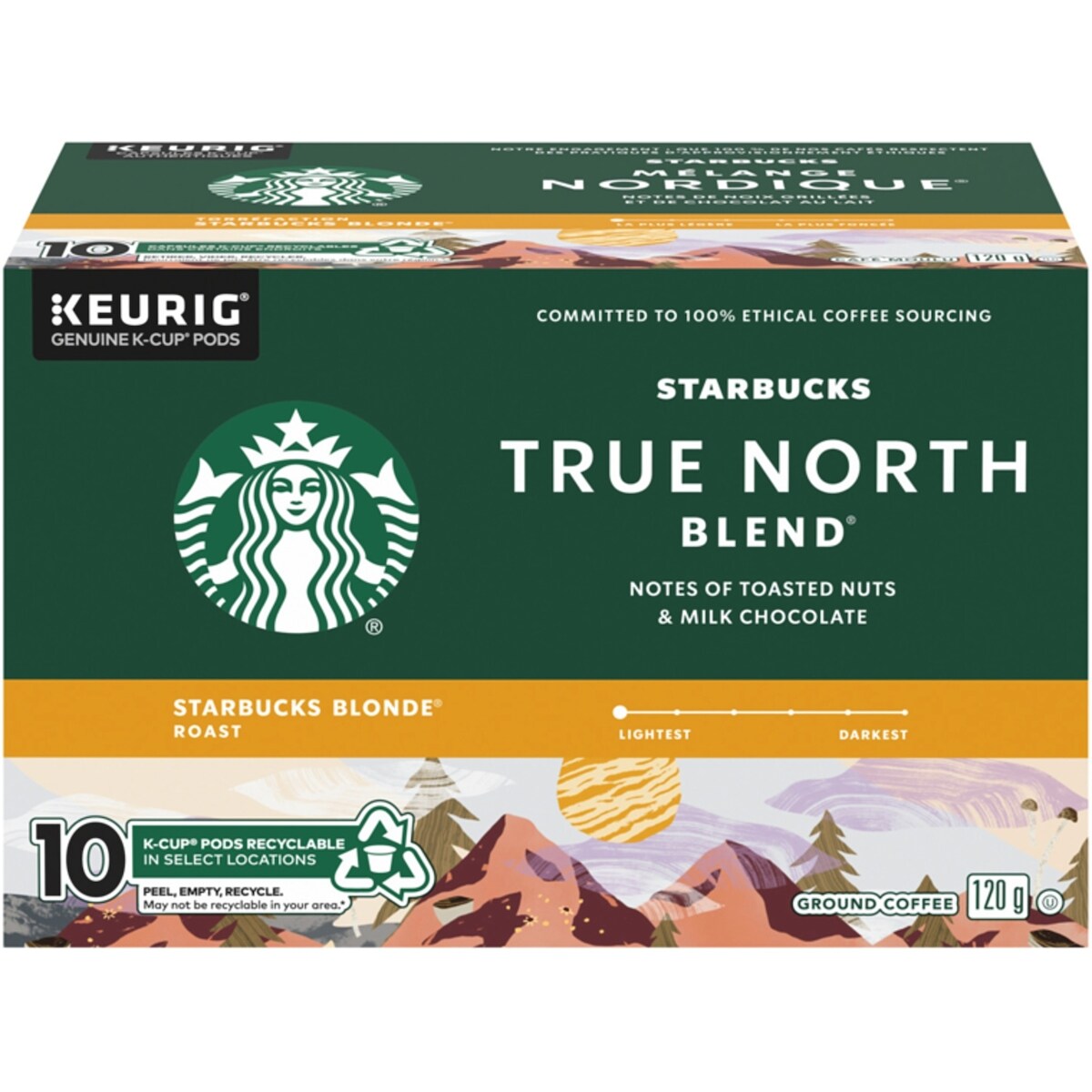 Mélange Nordique Café Moulu Torréfaction Starbucks Blonde K-Cup capsules