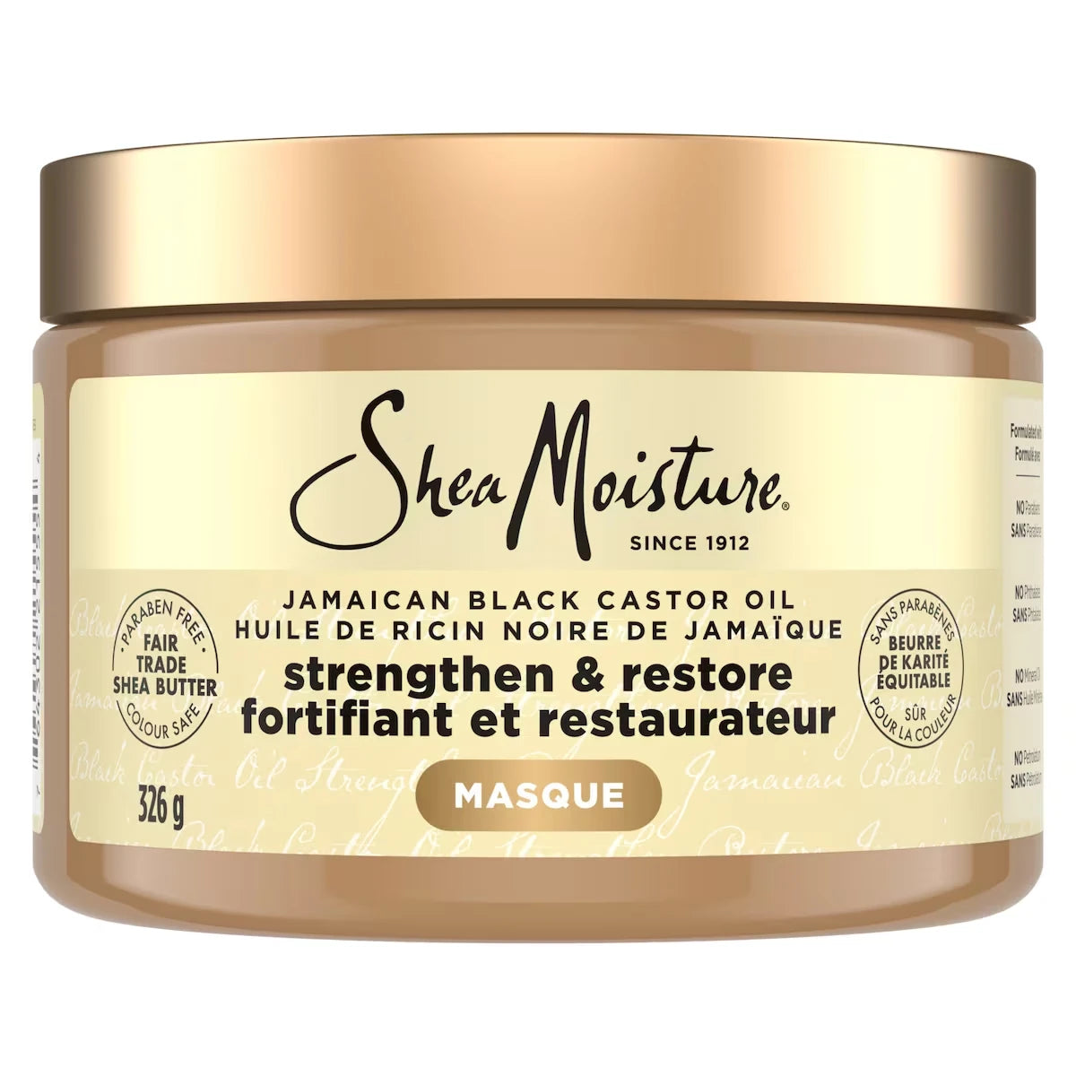 Renforcer et restaurer le masque de traitement capillaire pour les cheveux secs Conditionneur profond à l’huile de ricin noir jamaïcain avec beurre de karité, menthe poivrée et vinaigre de cidre de pomme 326 g