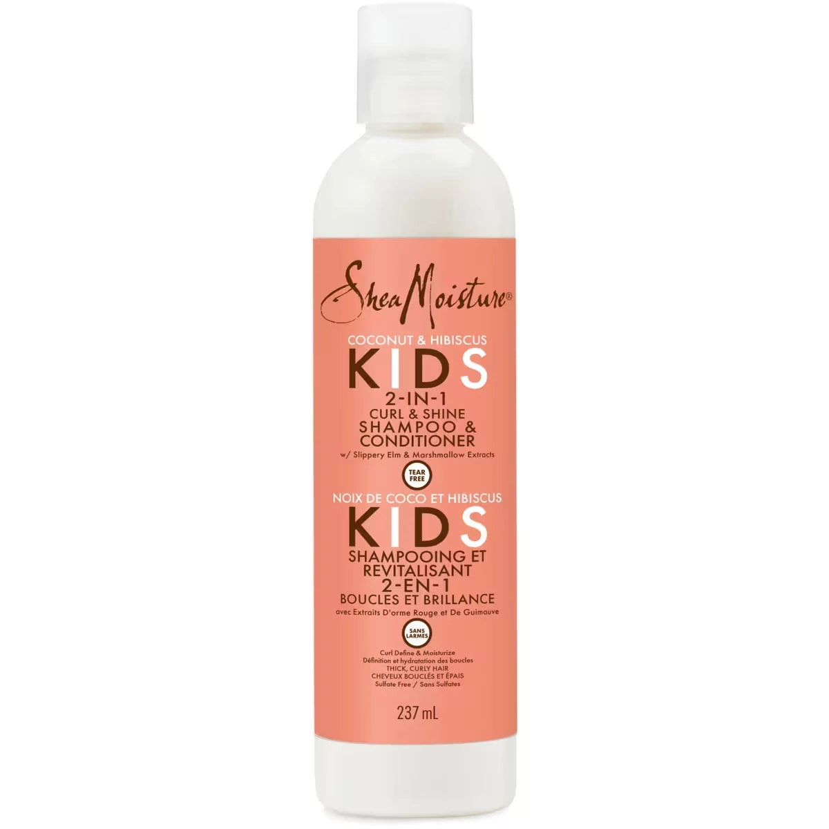 Shampoing et revitalisant Boucles et Brillance 2-en-1 pour enfants à la noix de coco et l'hibiscus pour cheveux épais et frisés