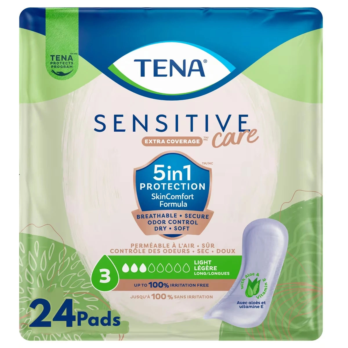 Sensitive Care Serviettes pour incontinence Protège-dessous, absorption Très légère, longueur régulière, 24 unités