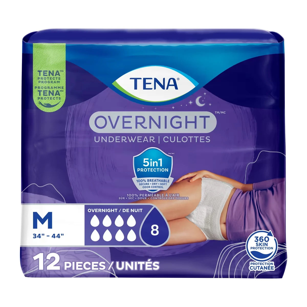 Culottes pour incontinence TENA, absorption de nuit, Moyen