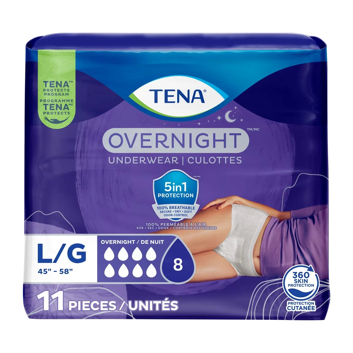 Culottes pour incontinence TENA, absorption de nuit, Grand