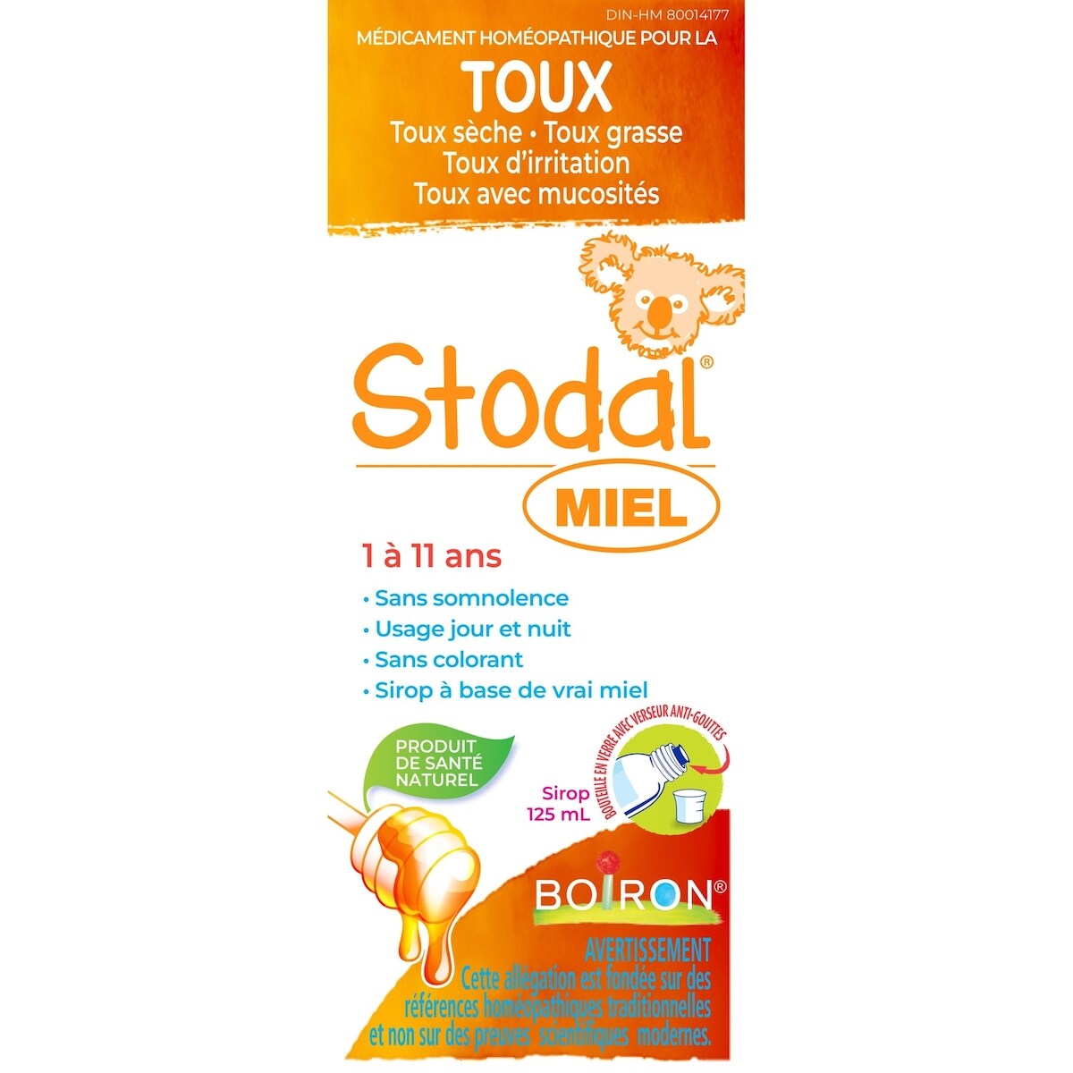 Stodal Miel pour la toux sèche ou grasse chez les enfants de 1 à 11 ans