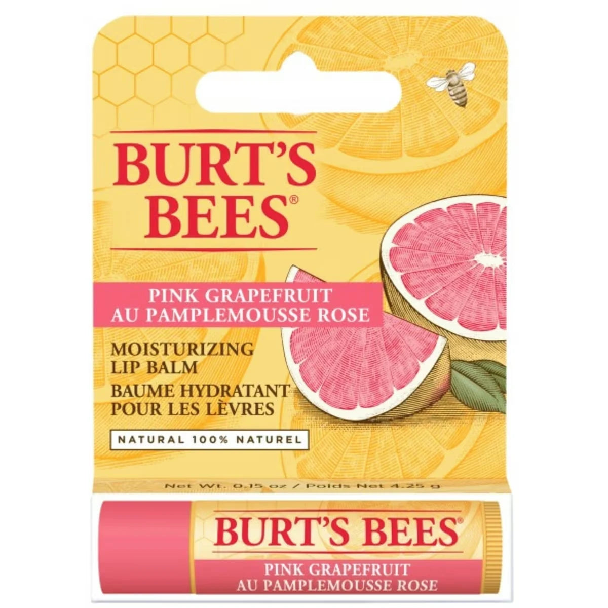 100% Natural Origin Moisturizing Lip Balm, Pink Grapefruit