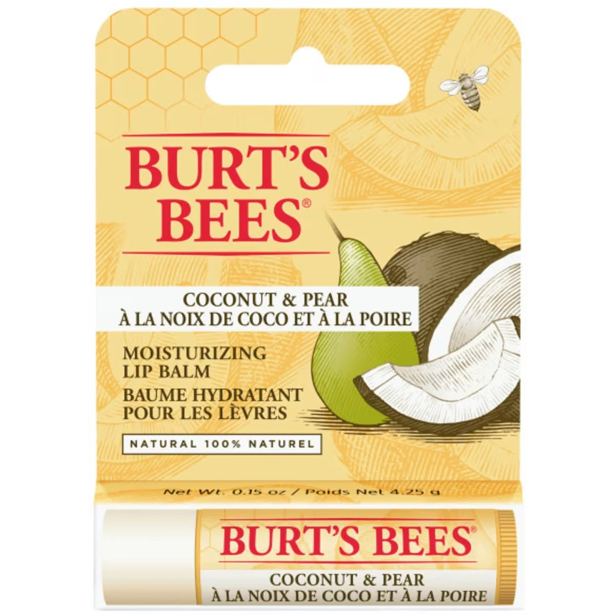 100% Natural Origin Moisturizing Lip Balm, Coconut & Pear