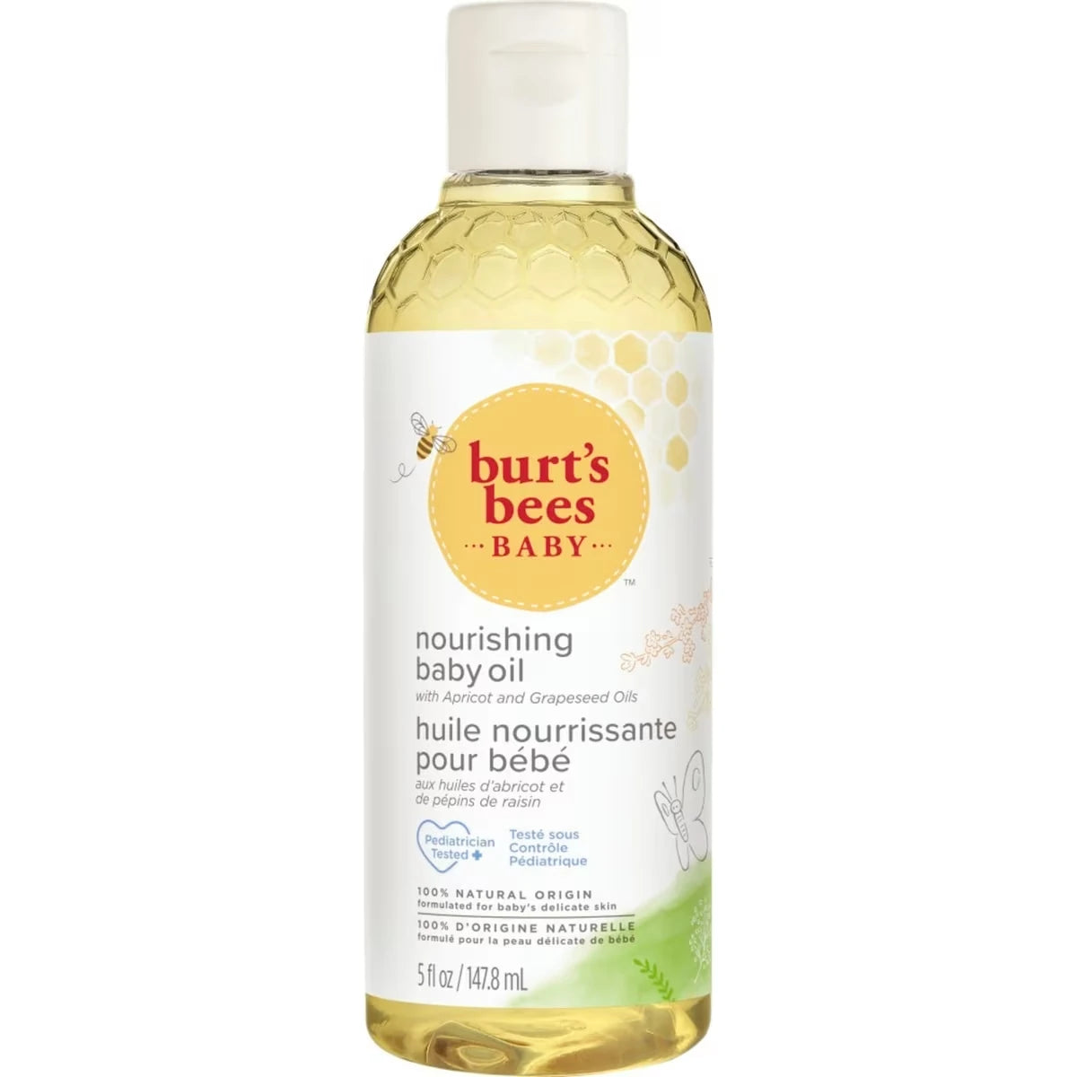 Huile nourrissante pour bébé, formule pour les soins de la peau de bébé d’origine naturelle à 100 %, sans parabènes et testée sous contrôle pédiatrique