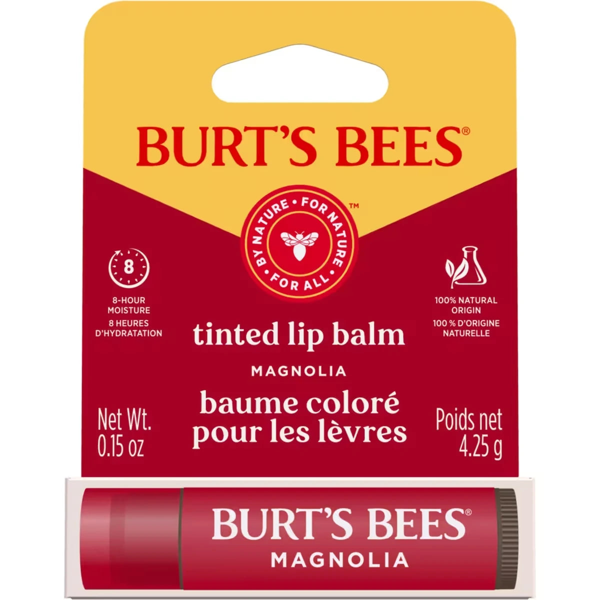 100% Natural Origin Moisturizing Tinted Lip Balm, Magnolia with Shea Butter