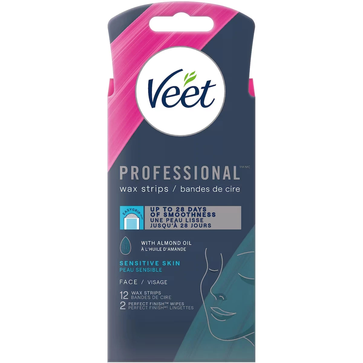 Bandes de cire® ProfessionalMC pour le visage, peaux sensibles, avec huile d’amande