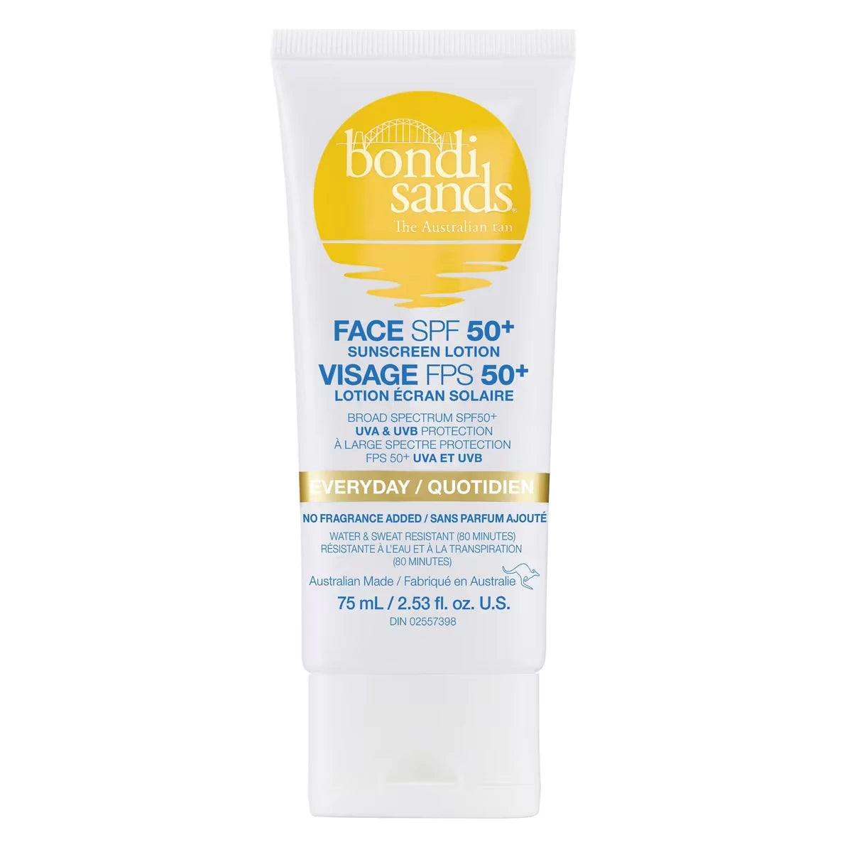 Bondi Sands Lotion écran solaire quotidien pour le visage avec FPS 50+, 75 ml