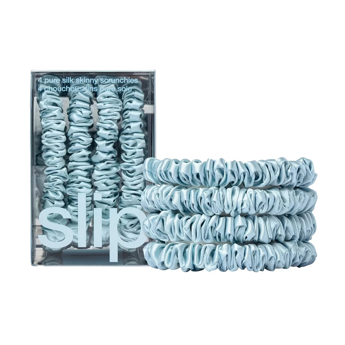 slip chouchous pure soie skinny - bleu ciel