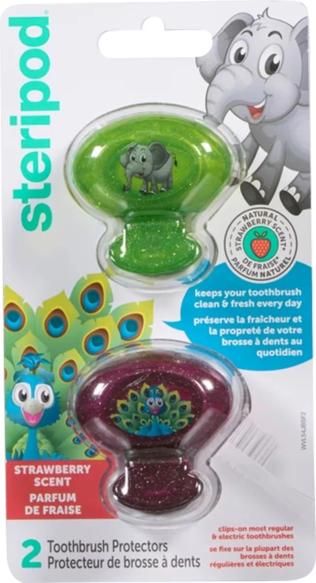 Steripod Lot de 2 protecteurs de brosse à dents pour enfants, couleurs mélangées