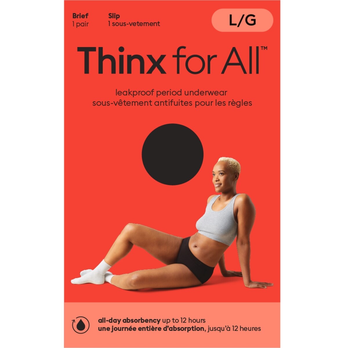 Culotte confortable pour tous les jours for All Women, sous-vêtement pour les règles contre les fuites, taille grande, noir