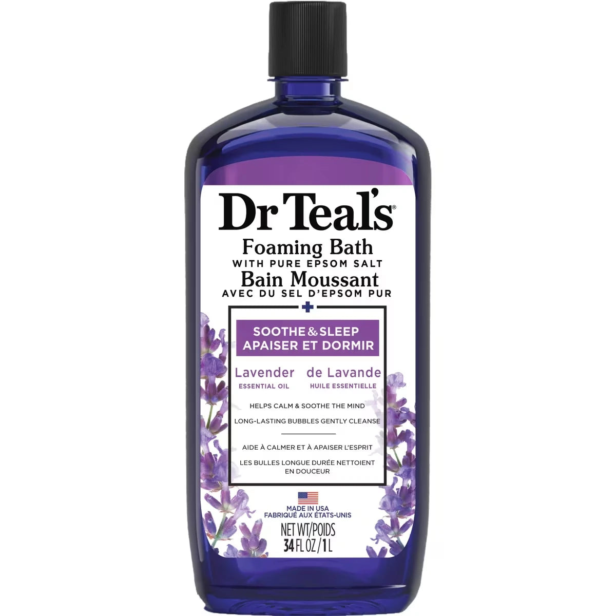 Bain Moussant avec du Sel D'Epsom Pur, Apaiser et Dormir de Lavande Huile Essentielle